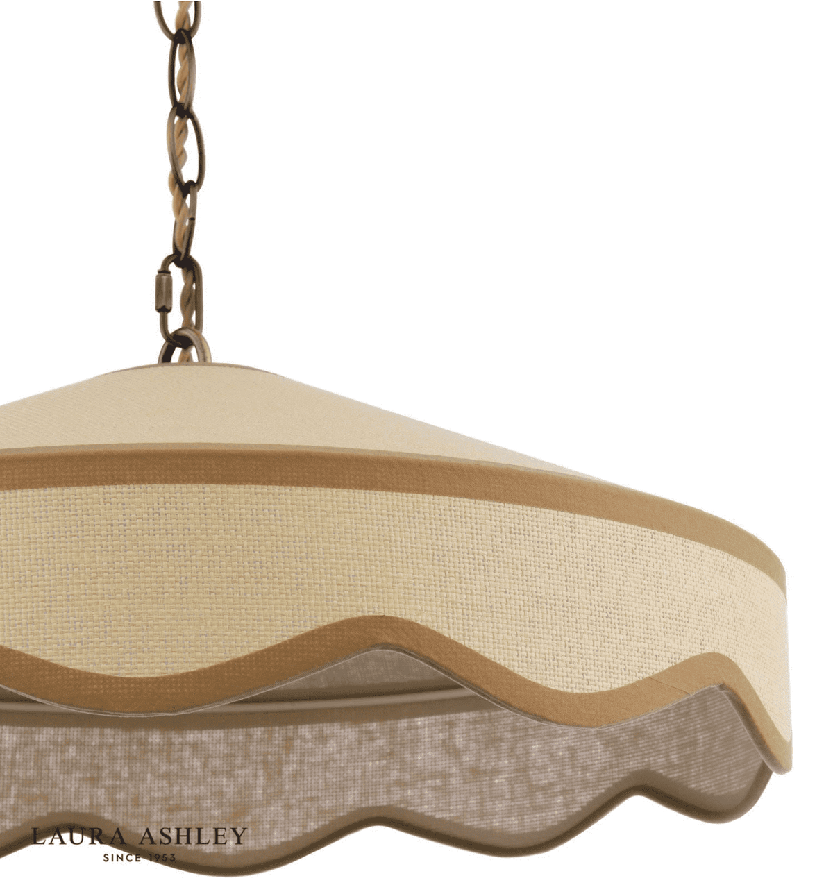 Laura Ashley Buckenham Pendant Natural Rattan and Antique Brass