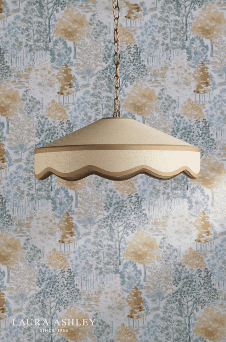 Laura Ashley Buckenham Pendant Natural Rattan and Antique Brass