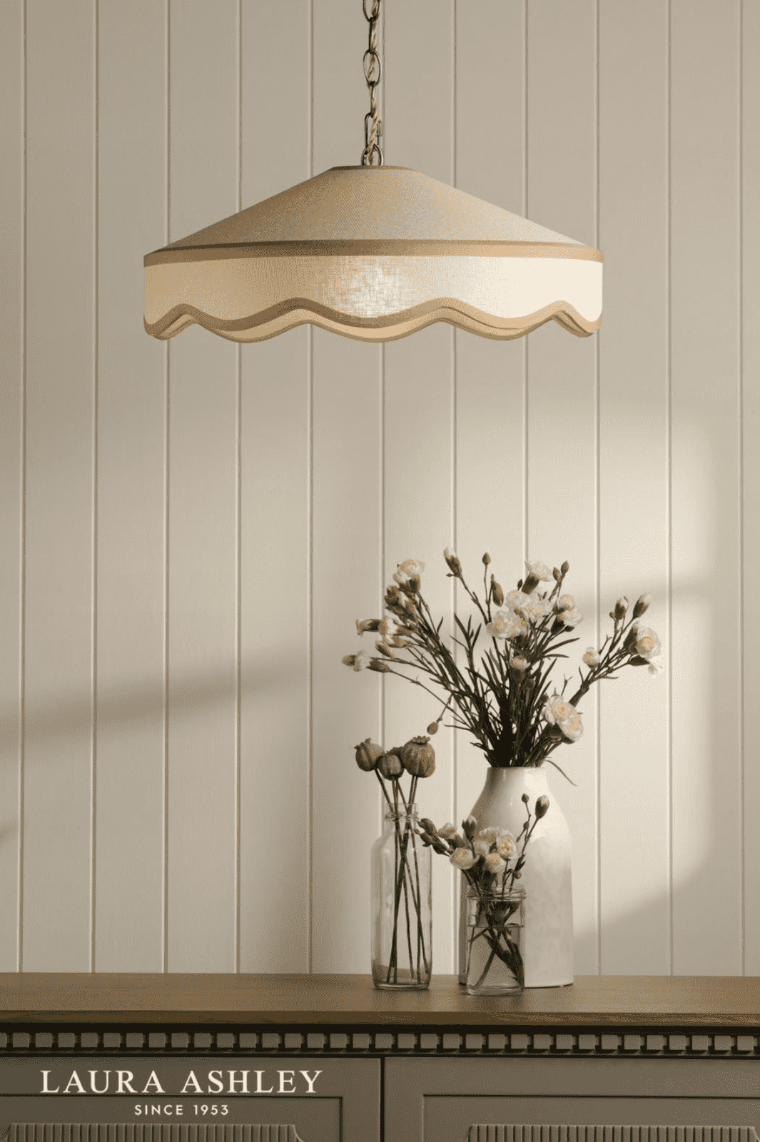 Laura Ashley Buckenham Pendant Natural Rattan and Antique Brass