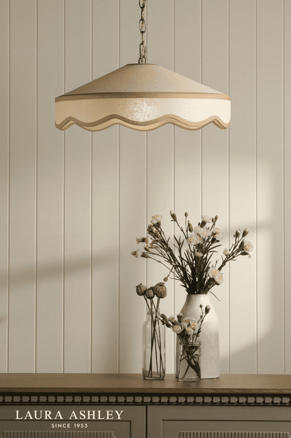 Laura Ashley Buckenham Pendant Natural Rattan and Antique Brass