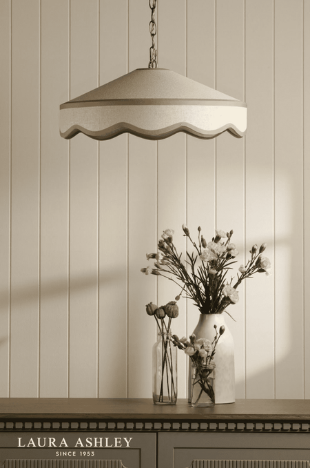 Laura Ashley Buckenham Pendant Natural Rattan and Antique Brass
