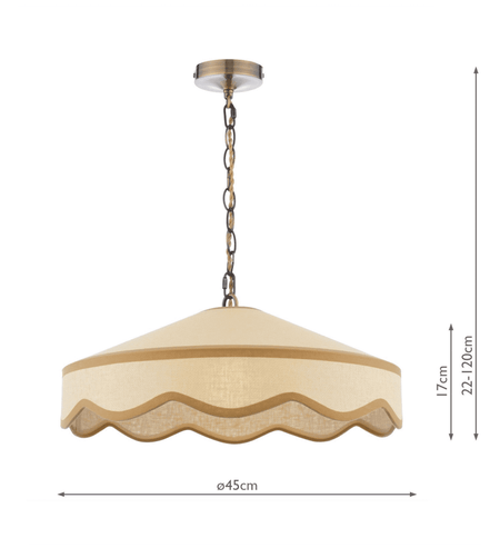 Laura Ashley Buckenham Pendant Natural Rattan and Antique Brass