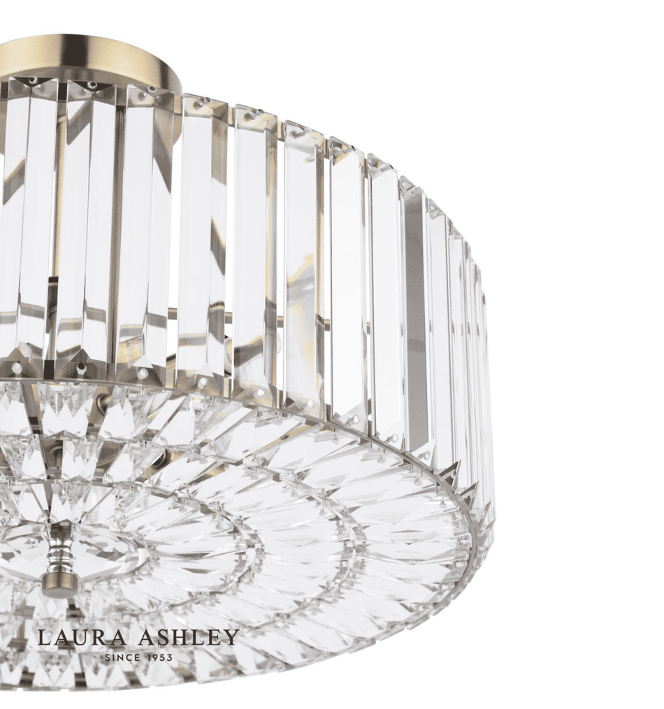 Laura Ashley Fernhurst 4 Light Semi-Flush Crystal and Antique Brass