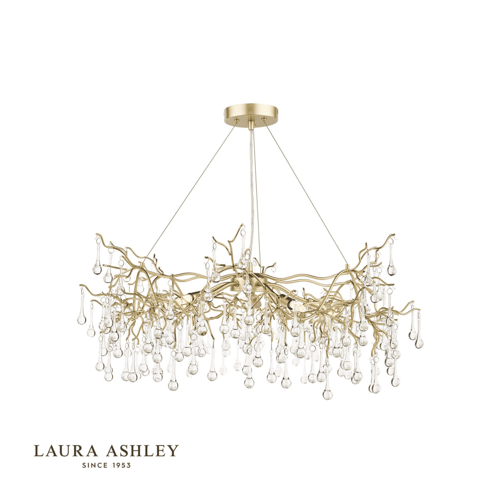 Laura Ashley Willow 5 Light Pendant Satin Champagne and Crystal