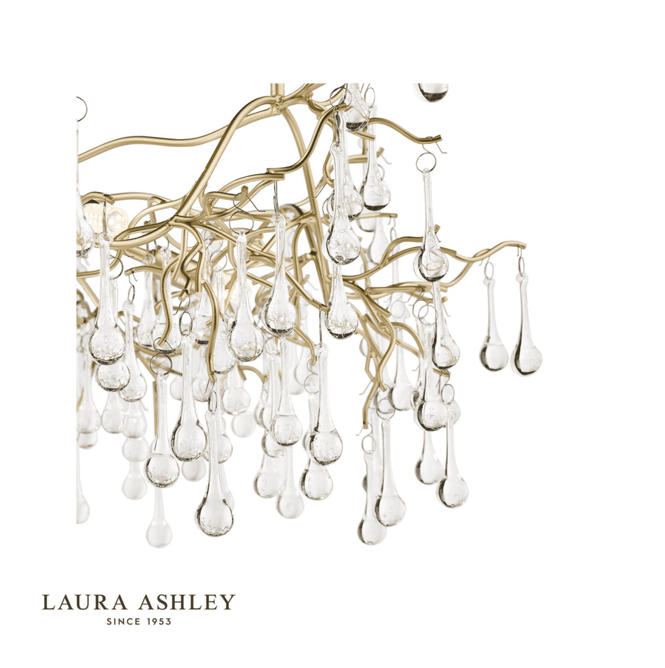 Laura Ashley Willow 5 Light Pendant Satin Champagne and Crystal