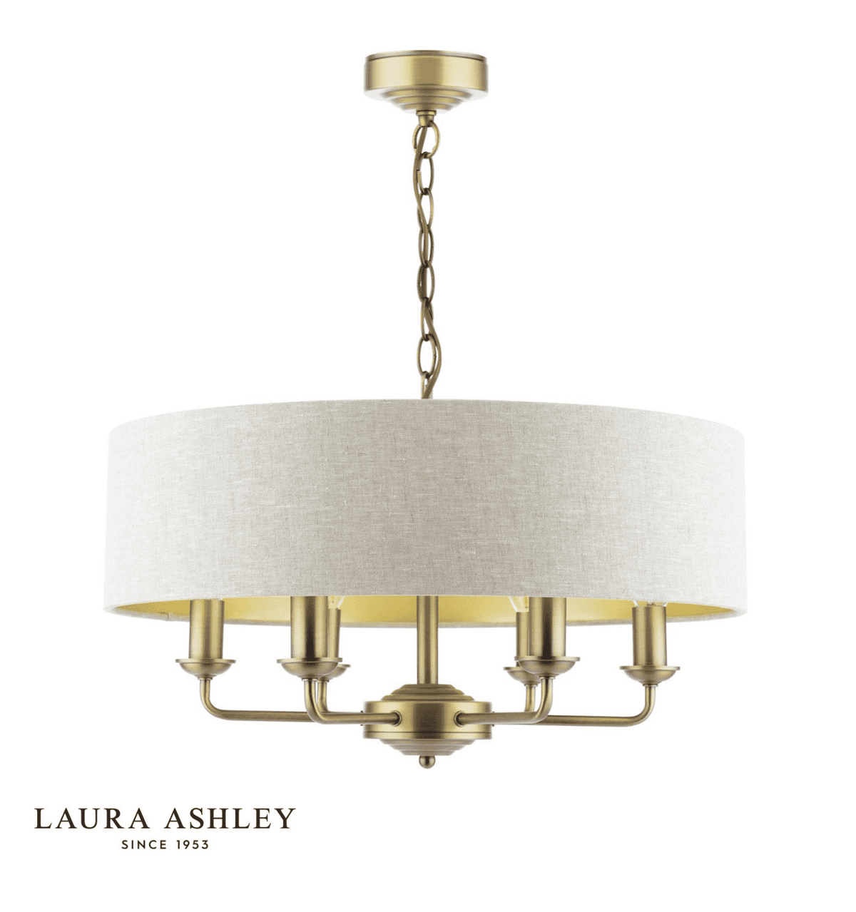 Laura Ashley Sorrento 6 Light Matt Antique Brass With Natural Shade