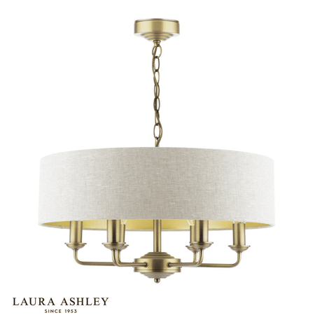 Laura Ashley Sorrento 6 Light Matt Antique Brass With Natural Shade