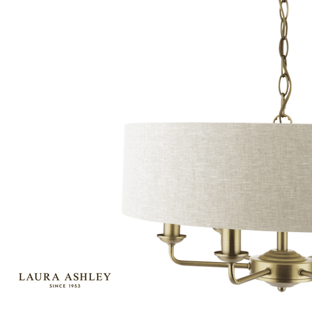 Laura Ashley Sorrento 6 Light Matt Antique Brass With Natural Shade