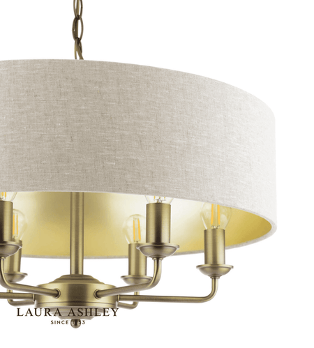 Laura Ashley Sorrento 6 Light Matt Antique Brass With Natural Shade