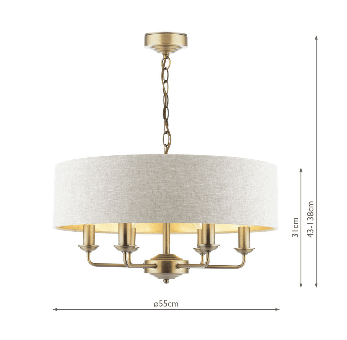 Laura Ashley Sorrento 6 Light Matt Antique Brass With Natural Shade