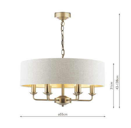 Laura Ashley Sorrento 6 Light Matt Antique Brass With Natural Shade
