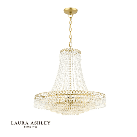 Laura Ashley Enid 5 Light Grande Chandelier Glass and Matt Antique Brass