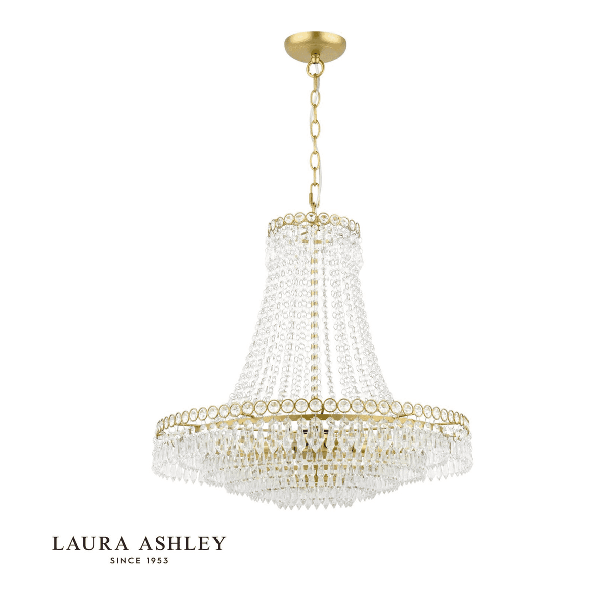 Laura Ashley Enid 5 Light Grande Chandelier Glass and Matt Antique Brass