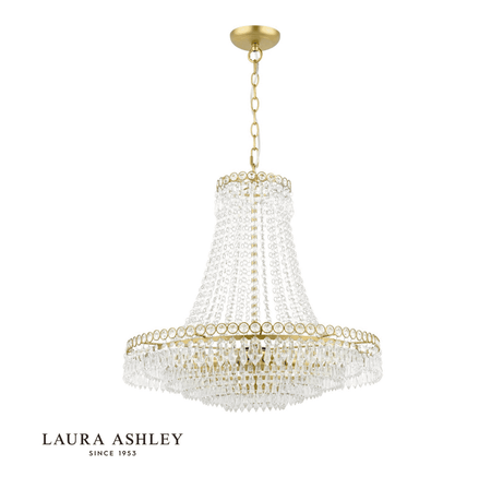 Laura Ashley Enid 5 Light Grande Chandelier Glass and Matt Antique Brass
