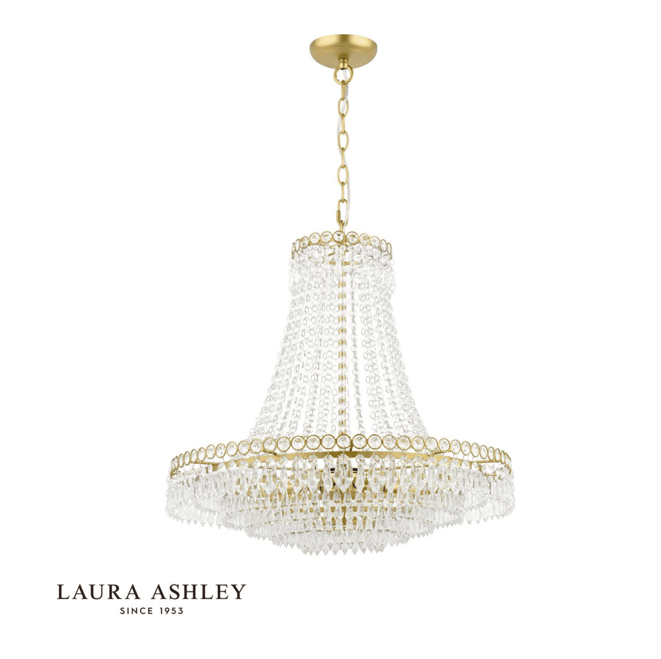 Laura Ashley Enid 5 Light Grande Chandelier Glass and Matt Antique Brass