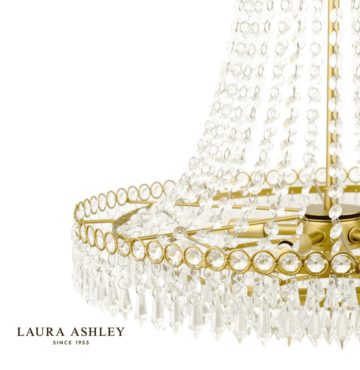 Laura Ashley Enid 5 Light Grande Chandelier Glass and Matt Antique Brass