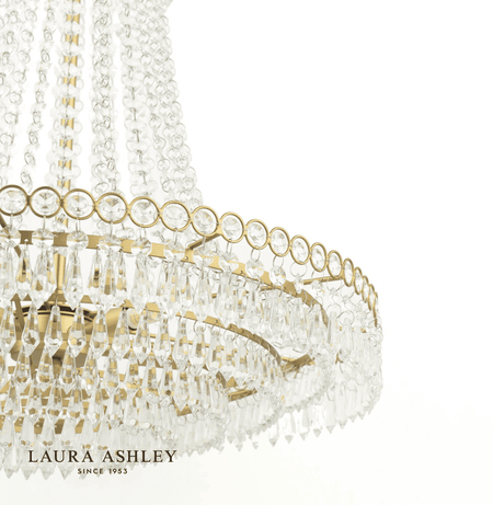Laura Ashley Enid 5 Light Grande Chandelier Glass and Matt Antique Brass