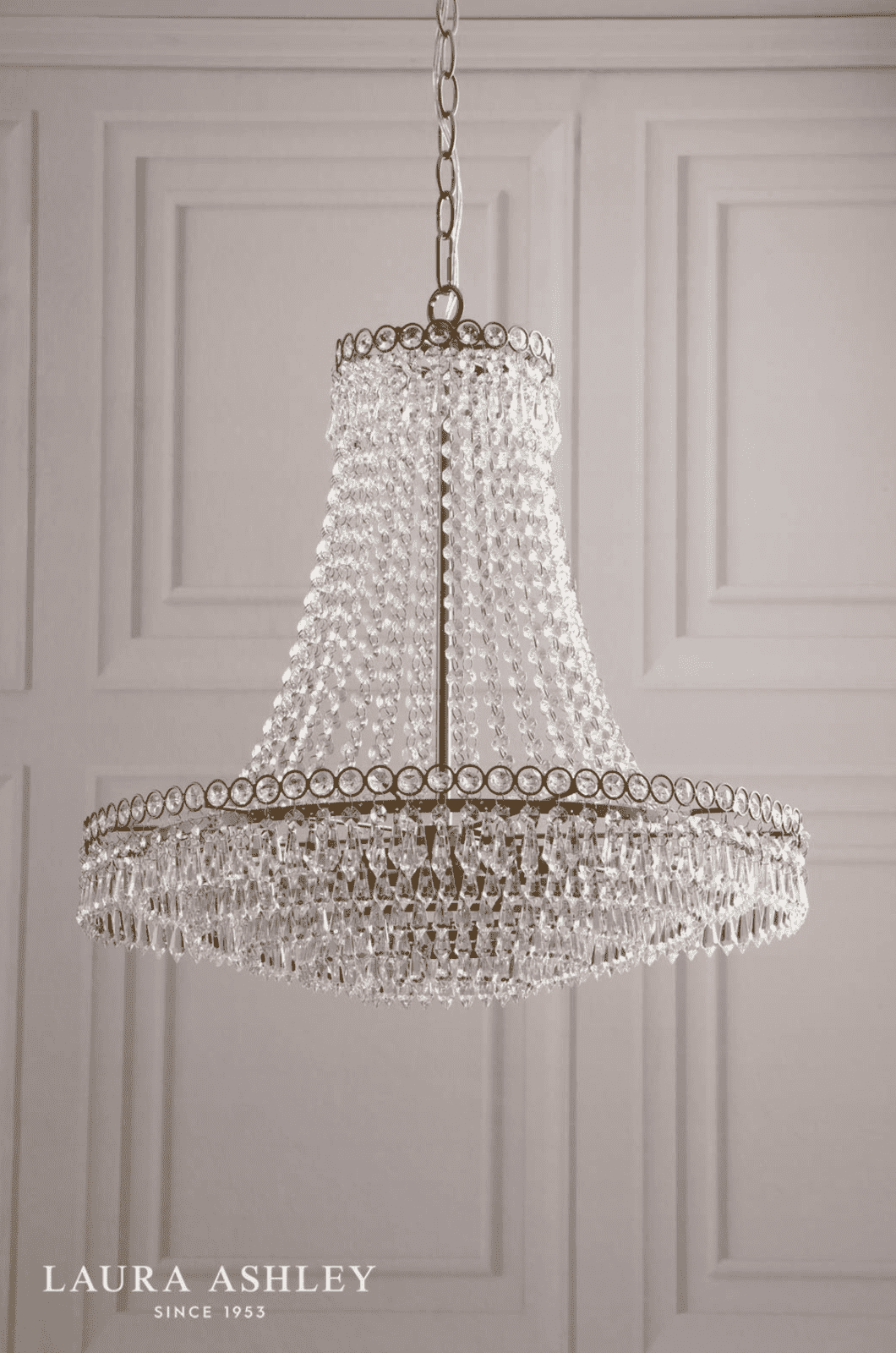 Laura Ashley Enid 5 Light Grande Chandelier Glass and Matt Antique Brass