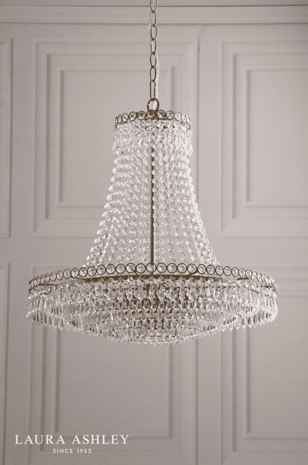 Laura Ashley Enid 5 Light Grande Chandelier Glass and Matt Antique Brass