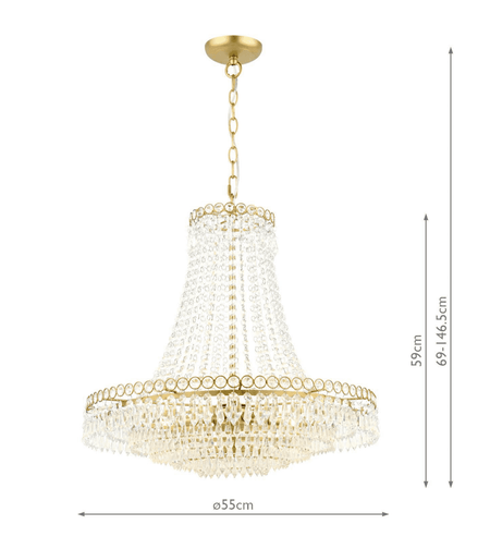 Laura Ashley Enid 5 Light Grande Chandelier Glass and Matt Antique Brass