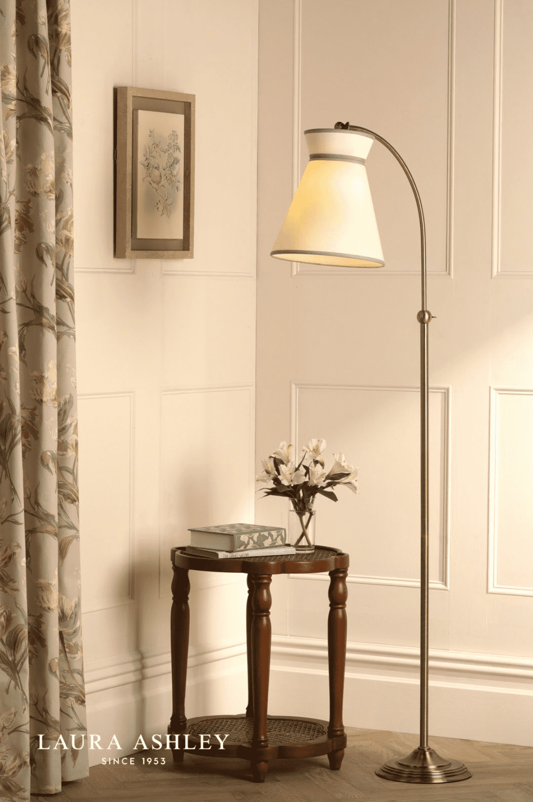 Laura Ashley Dearham Floor Lamp Antique Brass With Shade