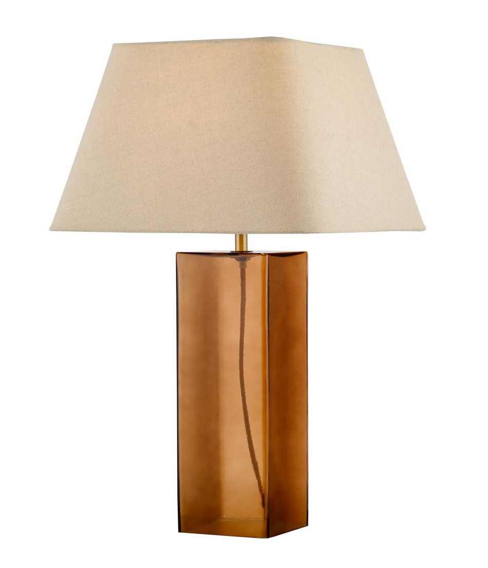 Izar Table Lamp Brown Glass and Antique Brass With Shade