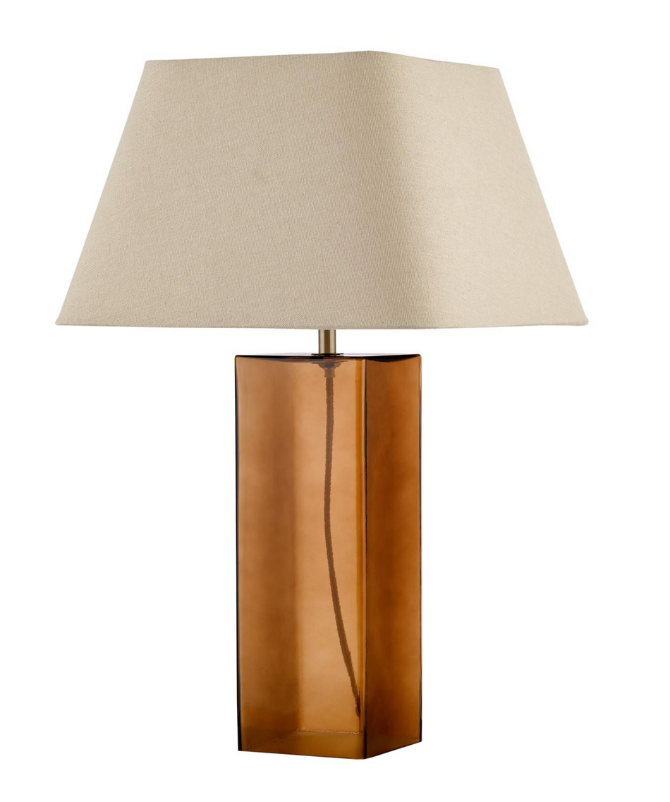 Izar Table Lamp Brown Glass and Antique Brass With Shade