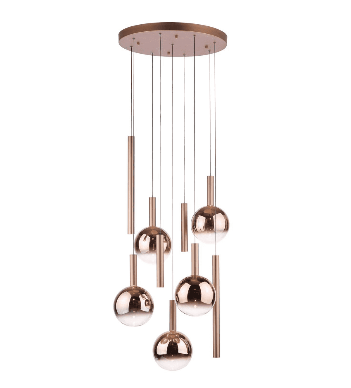 Telis 9 Light Cluster Pendant Matt Bronze and Bronze Ombre Glass LED