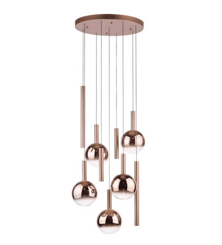 Telis 9 Light Cluster Pendant Matt Bronze and Bronze Ombre Glass LED