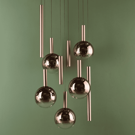 Telis 9 Light Cluster Pendant Matt Bronze and Bronze Ombre Glass LED