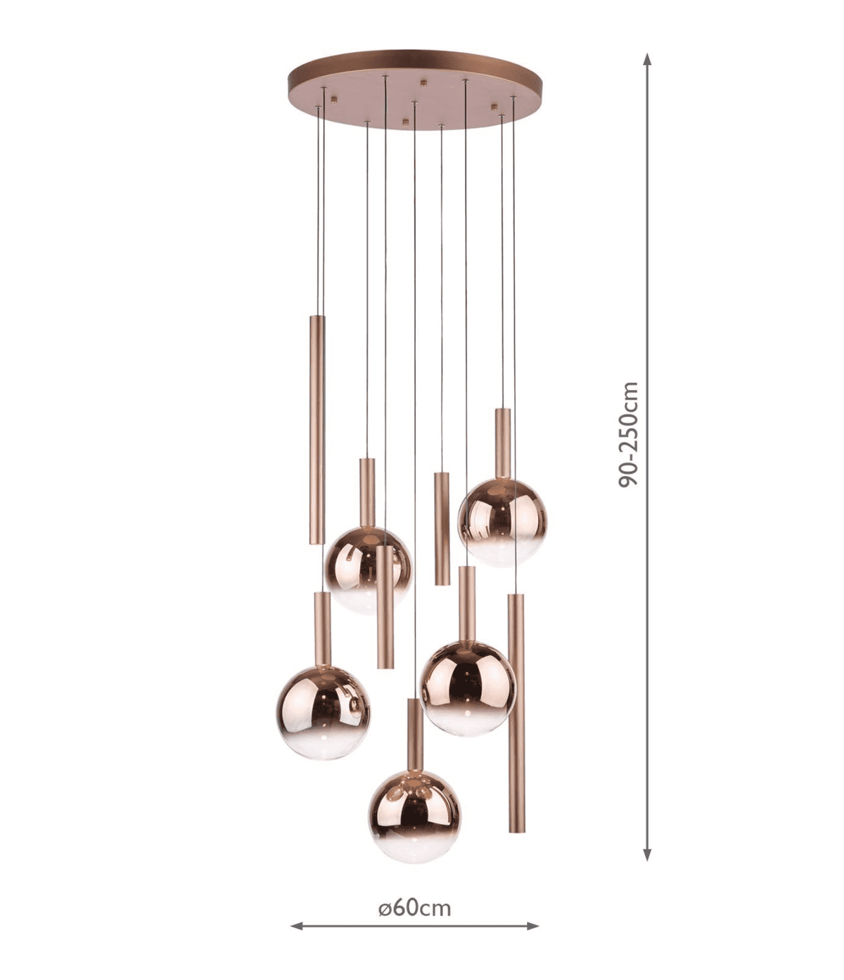 Telis 9 Light Cluster Pendant Matt Bronze and Bronze Ombre Glass LED