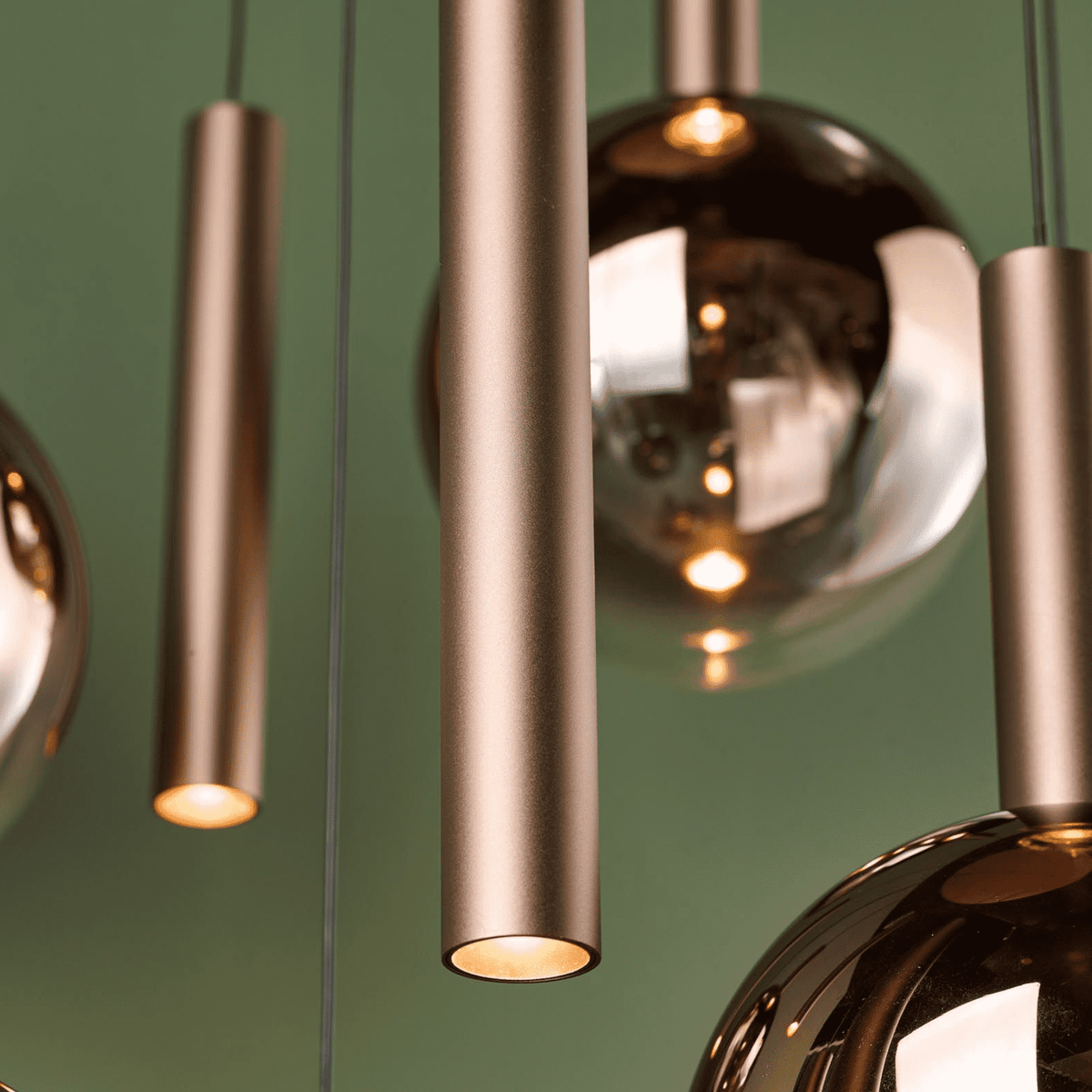 Telis 9 Light Cluster Pendant Matt Bronze and Bronze Ombre Glass LED
