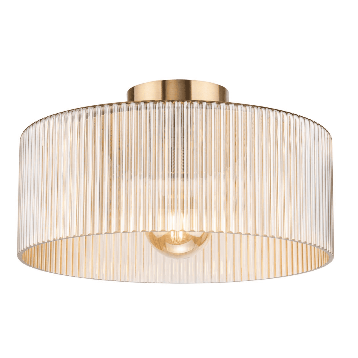 Arlo Flush Antique Bronze and Champagne Ribbed Glass