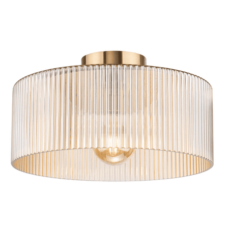 Arlo Flush Antique Bronze and Champagne Ribbed Glass