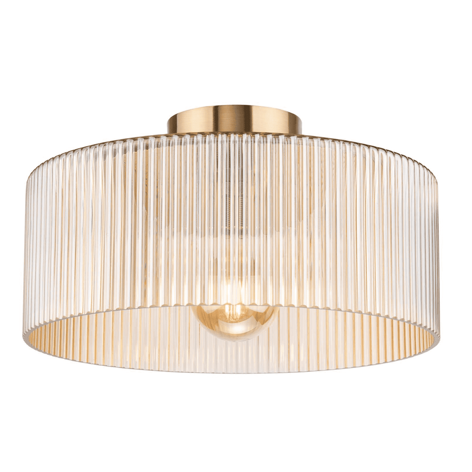 Arlo Flush Antique Bronze and Champagne Ribbed Glass