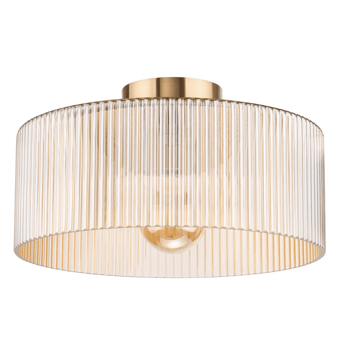 Arlo Flush Antique Bronze and Champagne Ribbed Glass