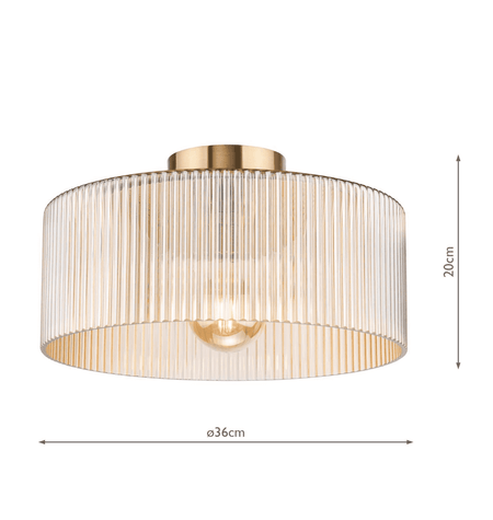 Arlo Flush Antique Bronze and Champagne Ribbed Glass