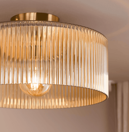 Arlo Flush Antique Bronze and Champagne Ribbed Glass