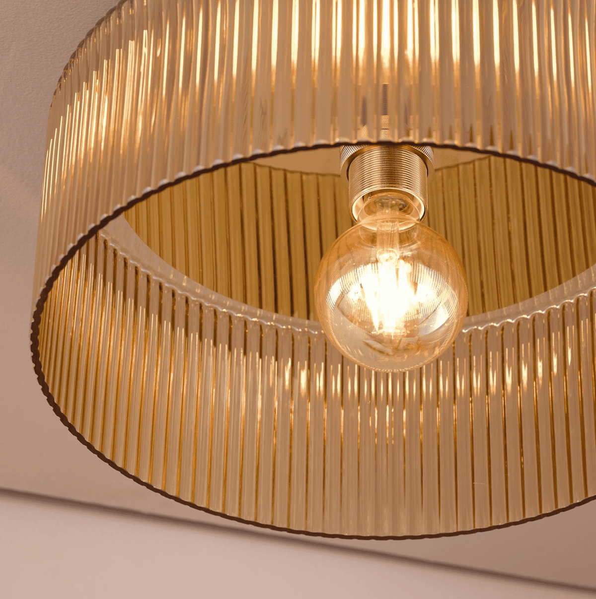 Arlo Flush Antique Bronze and Champagne Ribbed Glass