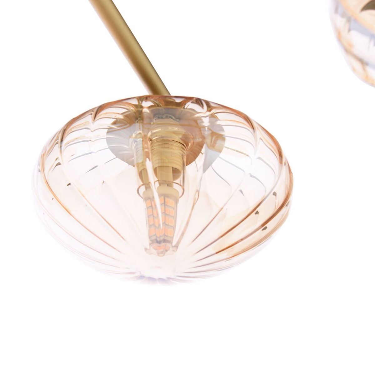 Ede 6 Light Semi-Flush Satin Gold and Amber Glass
