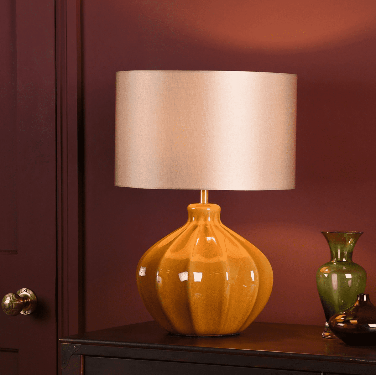Amrita Table Lamp Brown Ceramic and Antique Brass Base Only