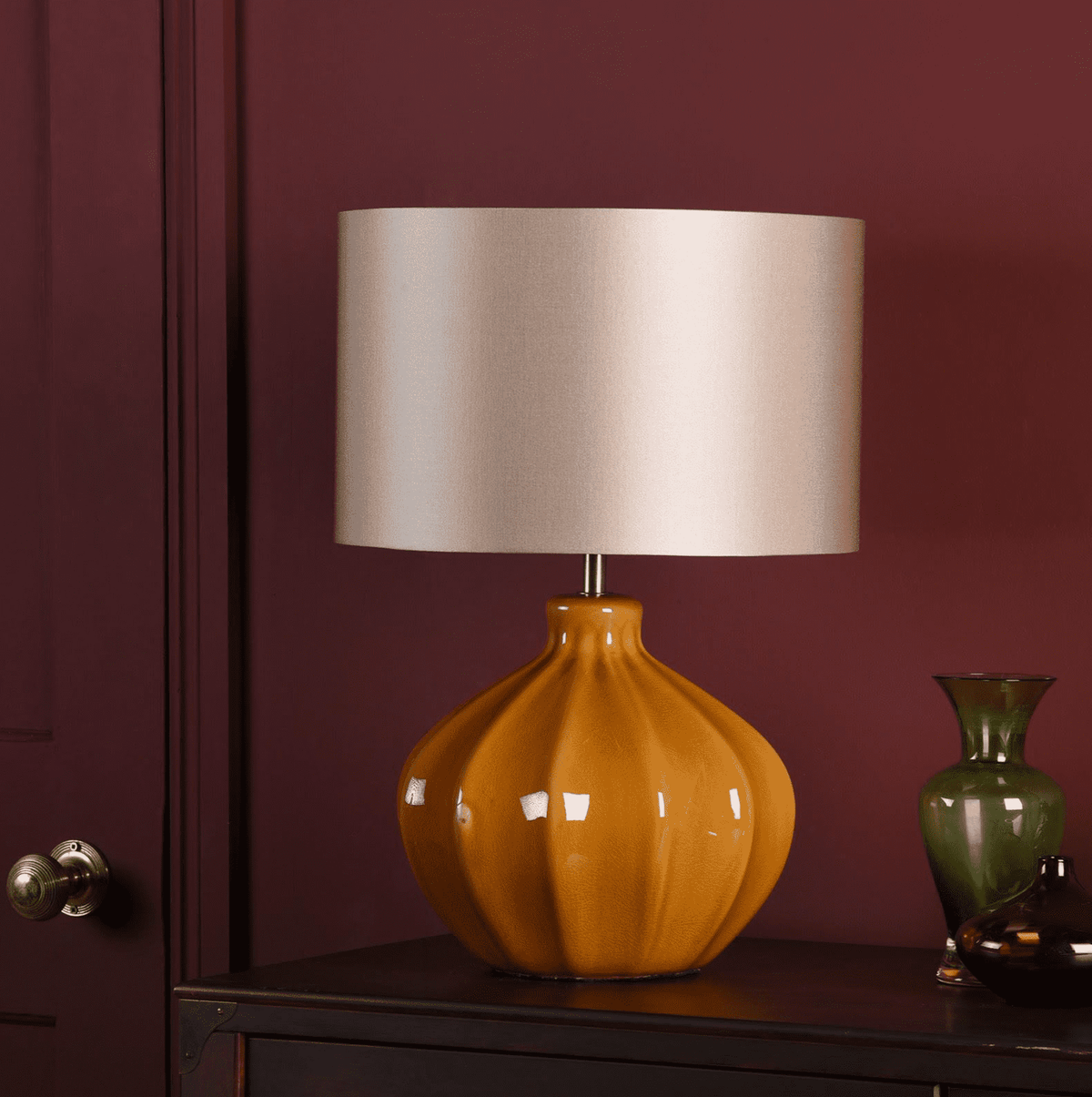 Amrita Table Lamp Brown Ceramic and Antique Brass Base Only