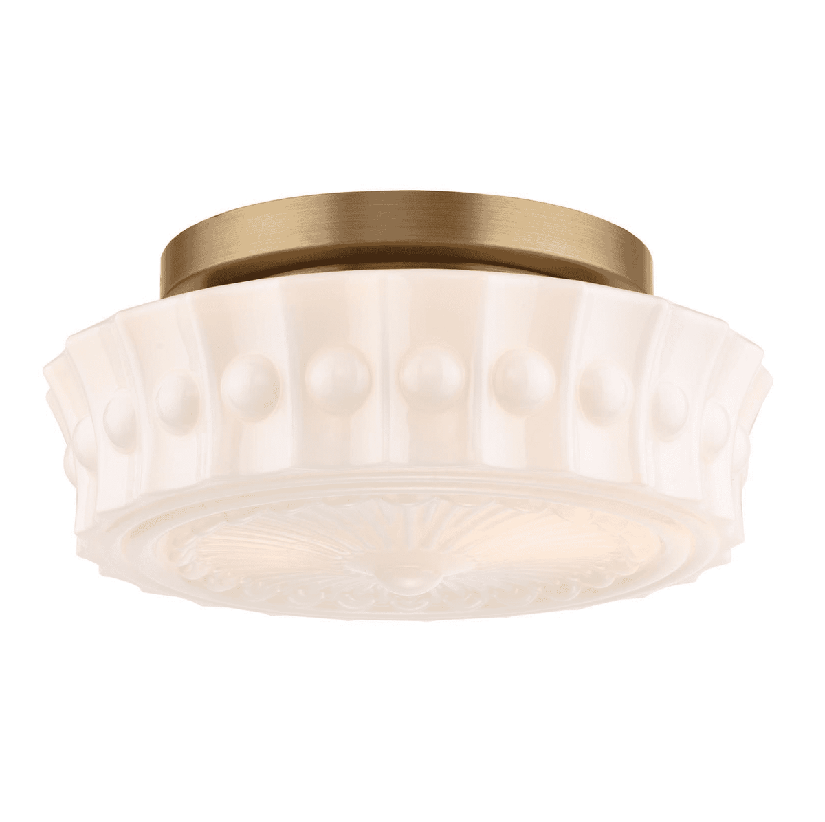Neema 2 Light Flush Opal Glass and Antique Bronze