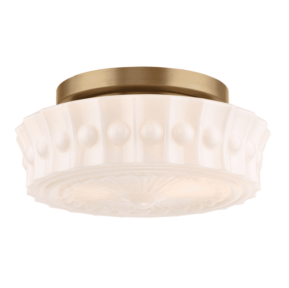 Neema 2 Light Flush Opal Glass and Antique Bronze