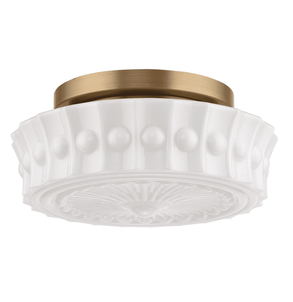 Neema 2 Light Flush Opal Glass and Antique Bronze