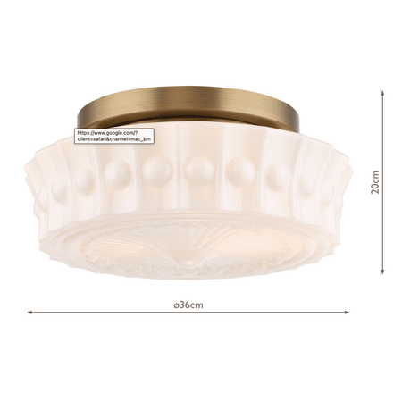 Neema 2 Light Flush Opal Glass and Antique Bronze