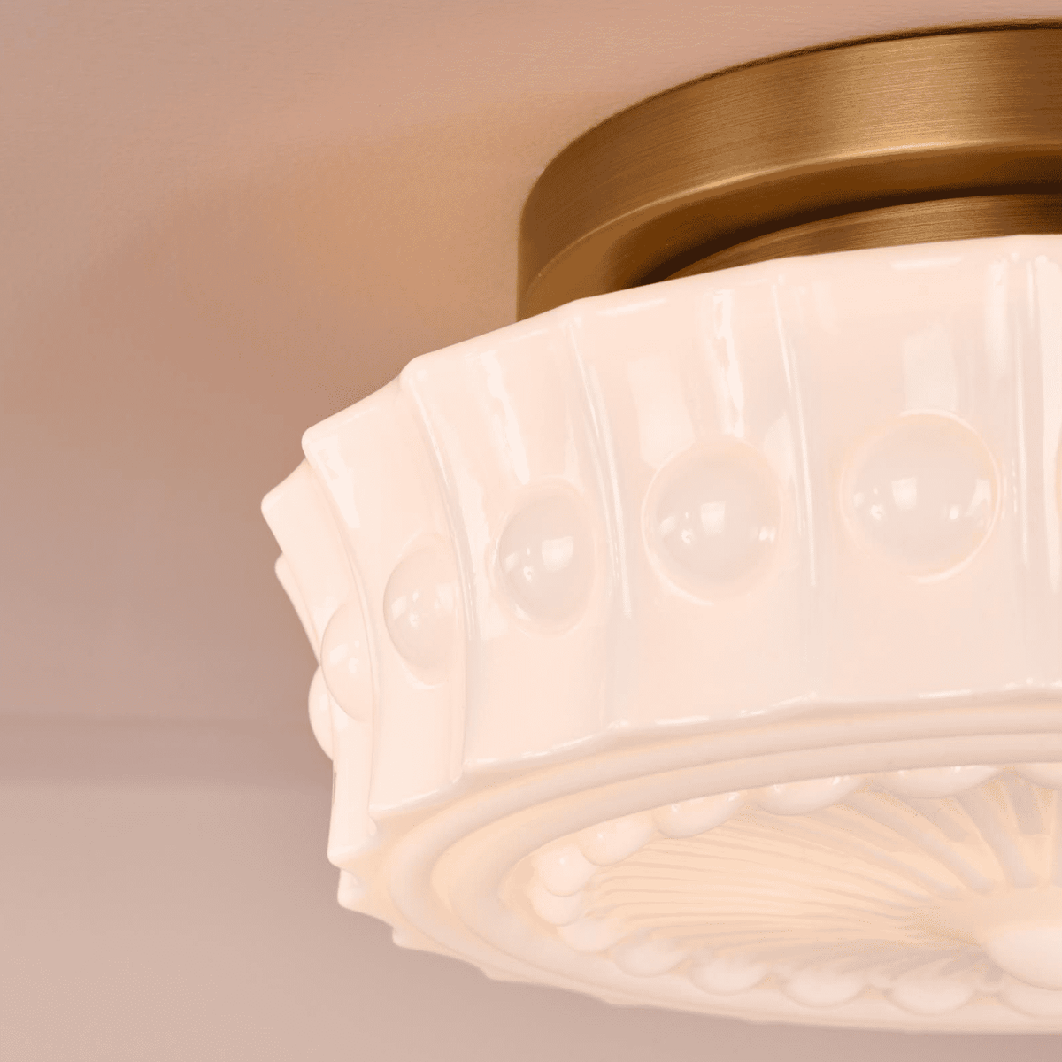 Neema 2 Light Flush Opal Glass and Antique Bronze