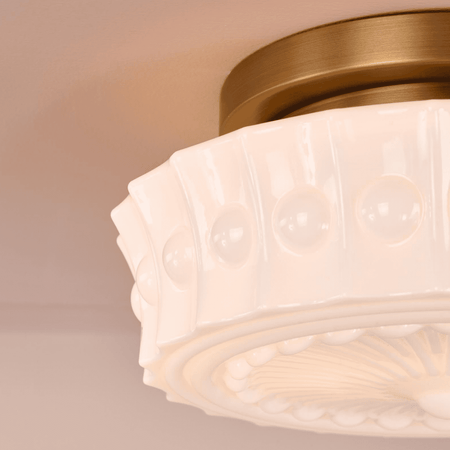 Neema 2 Light Flush Opal Glass and Antique Bronze