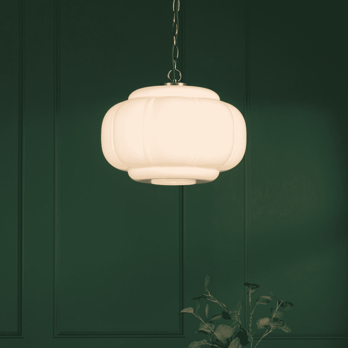 Sumitra Large Pendant Antique Bronze and Opal Glass
