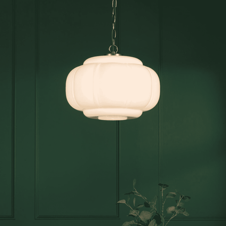 Sumitra Large Pendant Antique Bronze and Opal Glass